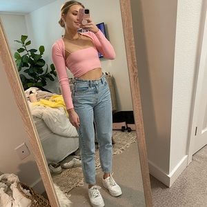 Pink Zara cropped tank with detached shoulder shrug. Sold together